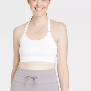 All in Motion White Sports Bra X-Large Yoga Light Support Loungewear Athleisure
